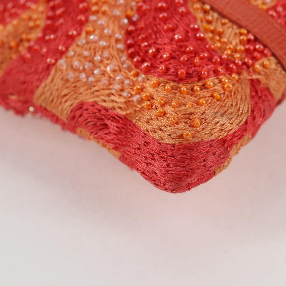 FENDI Hand Bag beads Red Auth 132731V