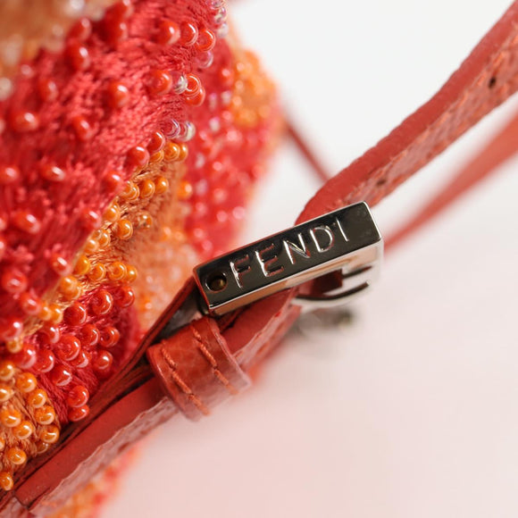 FENDI Hand Bag beads Red Auth 132731V
