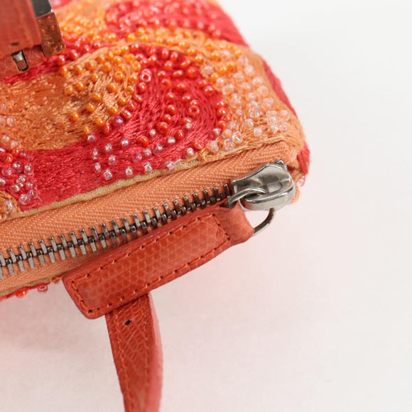 FENDI Hand Bag beads Red Auth 132731V