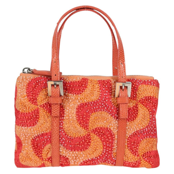 FENDI Hand Bag beads Red Auth 132731V