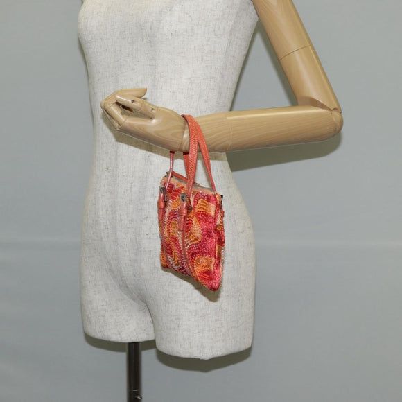 FENDI Hand Bag beads Red Auth 132731V