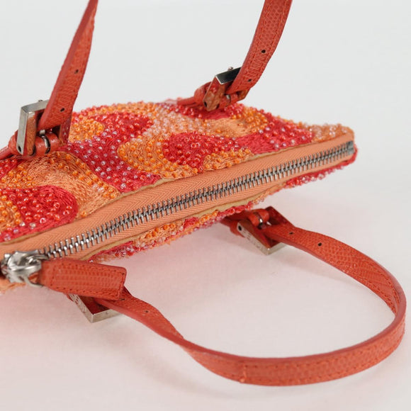 FENDI Hand Bag beads Red Auth 132731V