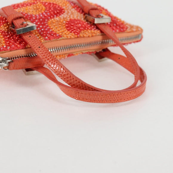 FENDI Hand Bag beads Red Auth 132731V