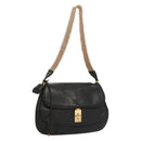 PRADA Chain Shoulder Bag Leather Black Gold Auth 132747V-1