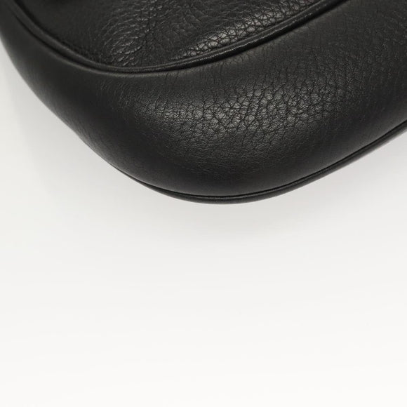 PRADA Chain Shoulder Bag Leather Black Gold Auth 132747V