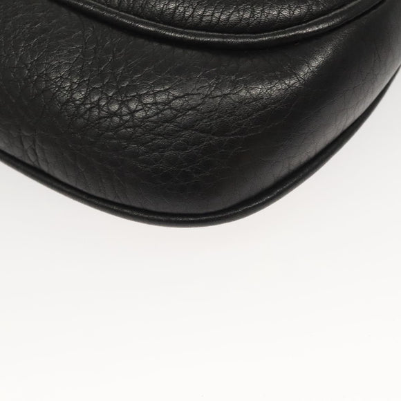 PRADA Chain Shoulder Bag Leather Black Gold Auth 132747V