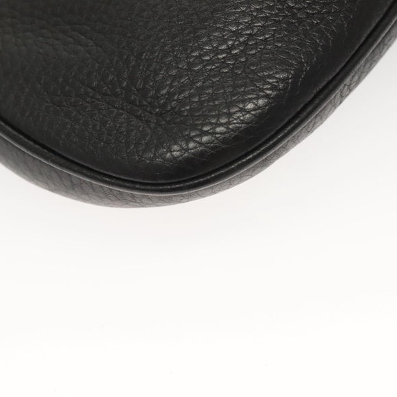 PRADA Chain Shoulder Bag Leather Black Gold Auth 132747V