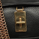 PRADA Chain Shoulder Bag Leather Black Gold Auth 132747V-19