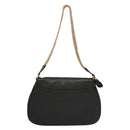 PRADA Chain Shoulder Bag Leather Black Gold Auth 132747V-2