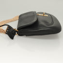 PRADA Chain Shoulder Bag Leather Black Gold Auth 132747V-4