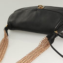 PRADA Chain Shoulder Bag Leather Black Gold Auth 132747V-6
