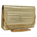 FENDI Chain Wallet Leather Gold Auth 132749-1