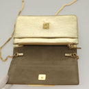 FENDI Chain Wallet Leather Gold Auth 132749-9