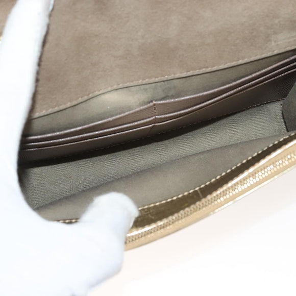 FENDI Chain Wallet Leather Gold Auth 132749