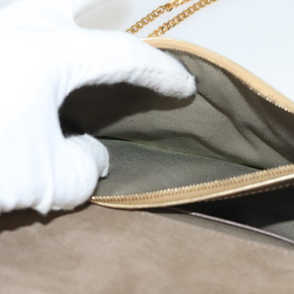 FENDI Chain Wallet Leather Gold Auth 132749