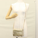FENDI Chain Wallet Leather Gold Auth 132749-25