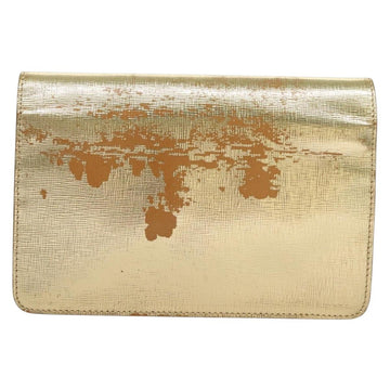 FENDI Chain Wallet Leather Gold Auth 132749 - 0