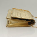 FENDI Chain Wallet Leather Gold Auth 132749-3