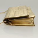 FENDI Chain Wallet Leather Gold Auth 132749-4
