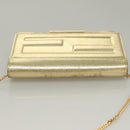 FENDI Chain Wallet Leather Gold Auth 132749-6