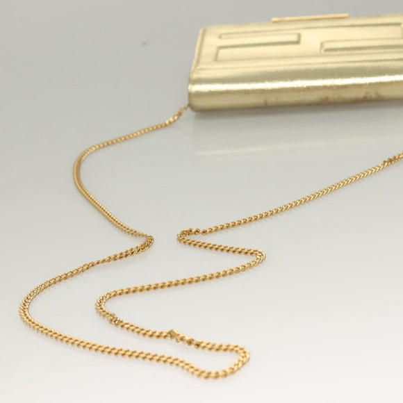 FENDI Chain Wallet Leather Gold Auth 132749