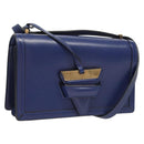LOEWE Shoulder Bag Leather Blue Gold Auth 132752-1
