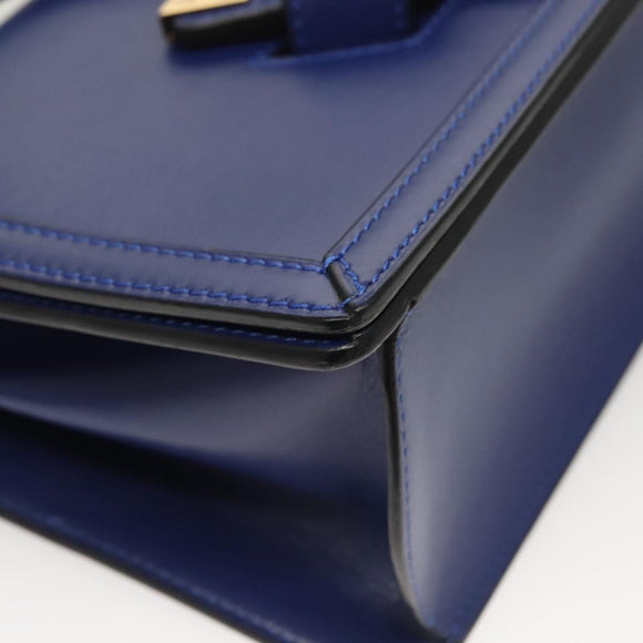 LOEWE Shoulder Bag Leather Blue Gold Auth 132752V