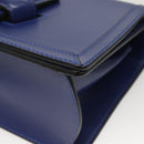 LOEWE Shoulder Bag Leather Blue Gold Auth 132752V-14