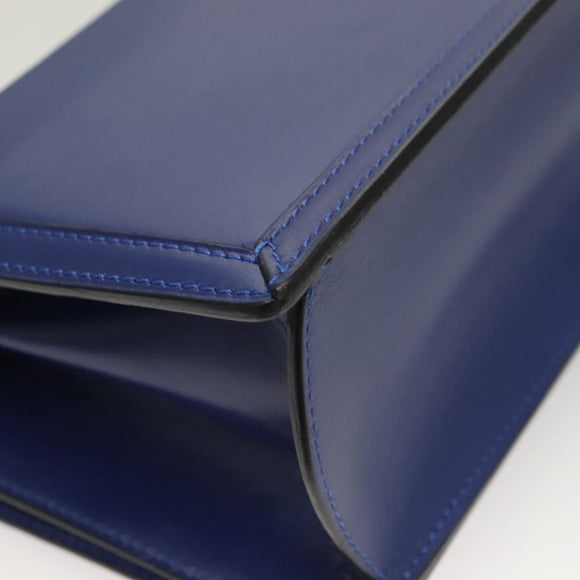 LOEWE Shoulder Bag Leather Blue Gold Auth 132752V