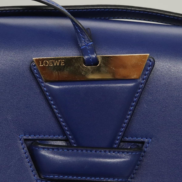 LOEWE Shoulder Bag Leather Blue Gold Auth 132752V
