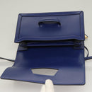 LOEWE Shoulder Bag Leather Blue Gold Auth 132752V-10