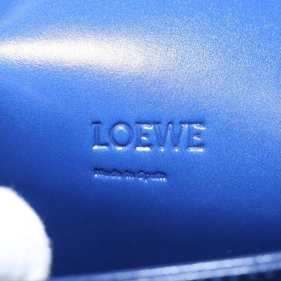 LOEWE Shoulder Bag Leather Blue Gold Auth 132752