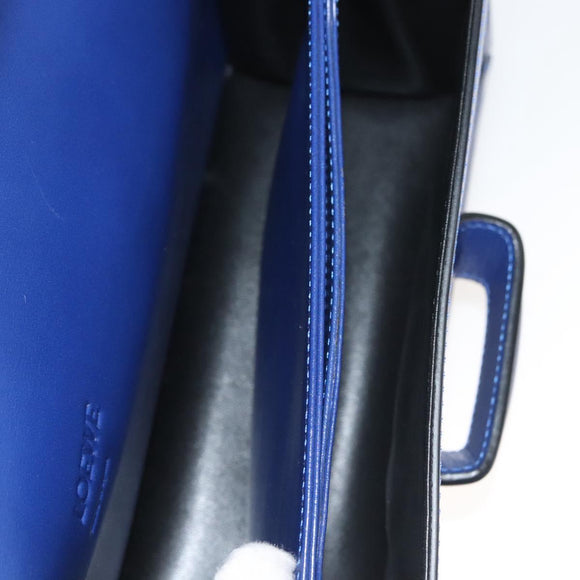LOEWE Shoulder Bag Leather Blue Gold Auth 132752V