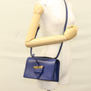 LOEWE Shoulder Bag Leather Blue Gold Auth 132752V-21
