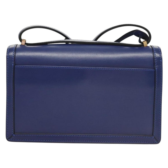 LOEWE Shoulder Bag Leather Blue Gold Auth 132752V