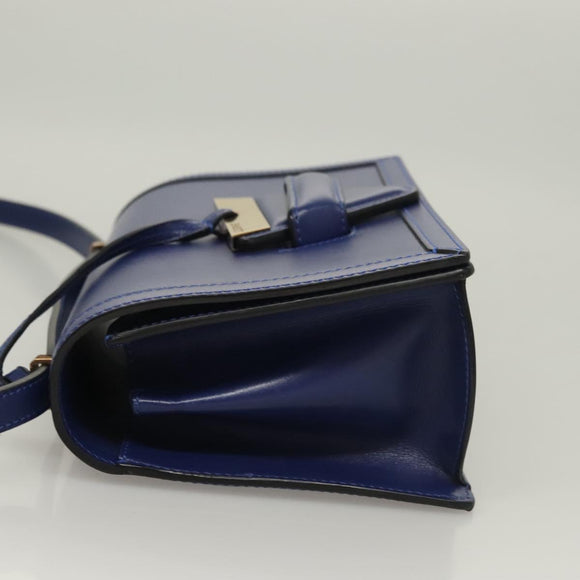 LOEWE Shoulder Bag Leather Blue Gold Auth 132752V