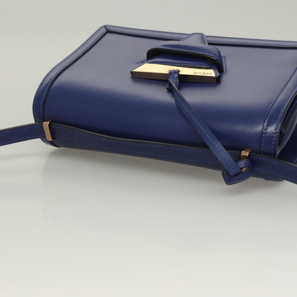 LOEWE Shoulder Bag Leather Blue Gold Auth 132752V