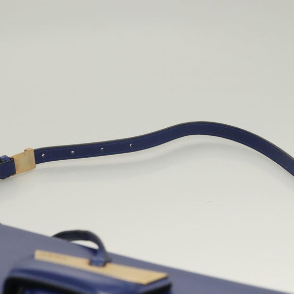 LOEWE Shoulder Bag Leather Blue Gold Auth 132752V