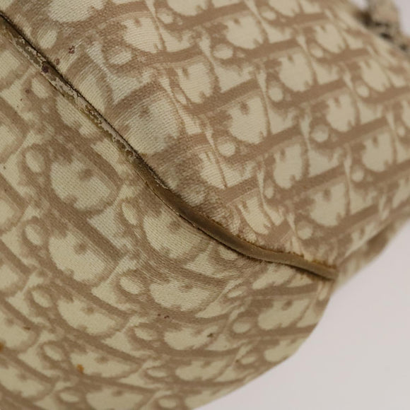 Christian Dior Trotter Canvas Romantic Chain Bag PVC Beige Silver Auth 132755