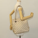 Christian Dior Trotter Canvas Romantic Chain Bag PVC Beige Silver Auth 132755-23