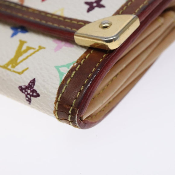 LOUIS VUITTON Multicolor Porte Monnaie Pla Purse White M92657 Auth 132771