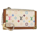 LOUIS VUITTON Multicolor Pochette Cles Coin Purse White M92655 LV Auth 132772-1