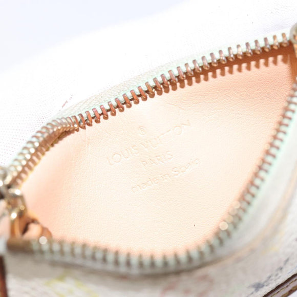 LOUIS VUITTON Multicolor Pochette Cles Coin Purse White M92655 LV Auth 132772