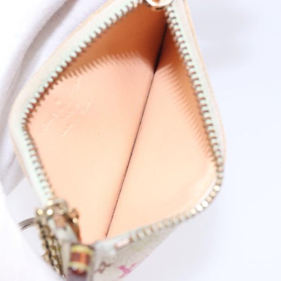 LOUIS VUITTON Multicolor Pochette Cles Coin Purse White M92655 LV Auth 132772