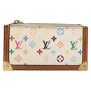 LOUIS VUITTON Multicolor Pochette Cles Coin Purse White M92655 LV Auth 132772-13