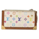 LOUIS VUITTON Multicolor Pochette Cles Coin Purse White M92655 LV Auth 132772-2