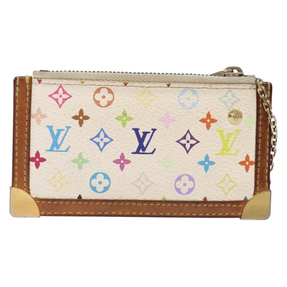 LOUIS VUITTON Multicolor Pochette Cles Coin Purse White M92655 LV Auth 132772