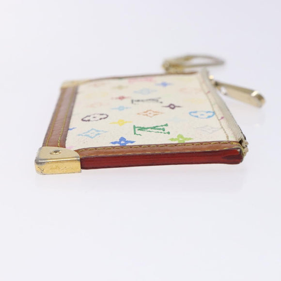 LOUIS VUITTON Multicolor Pochette Cles Coin Purse White M92655 LV Auth 132772