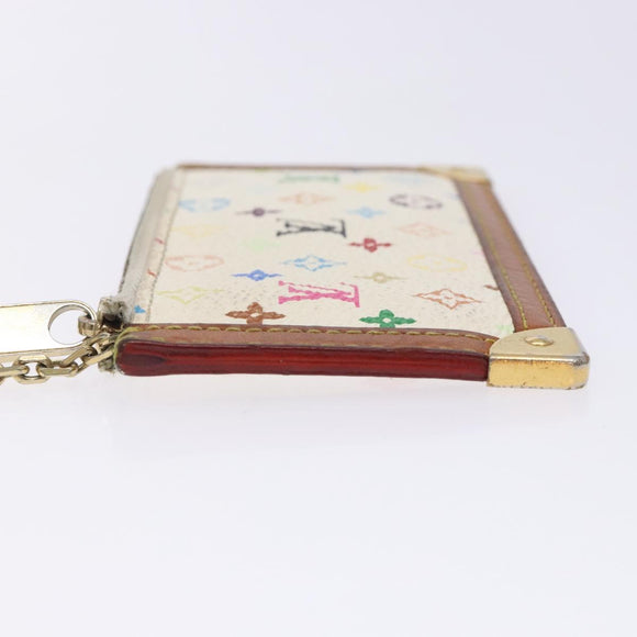 LOUIS VUITTON Multicolor Pochette Cles Coin Purse White M92655 LV Auth 132772