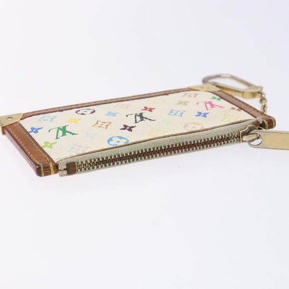 LOUIS VUITTON Multicolor Pochette Cles Coin Purse White M92655 LV Auth 132772